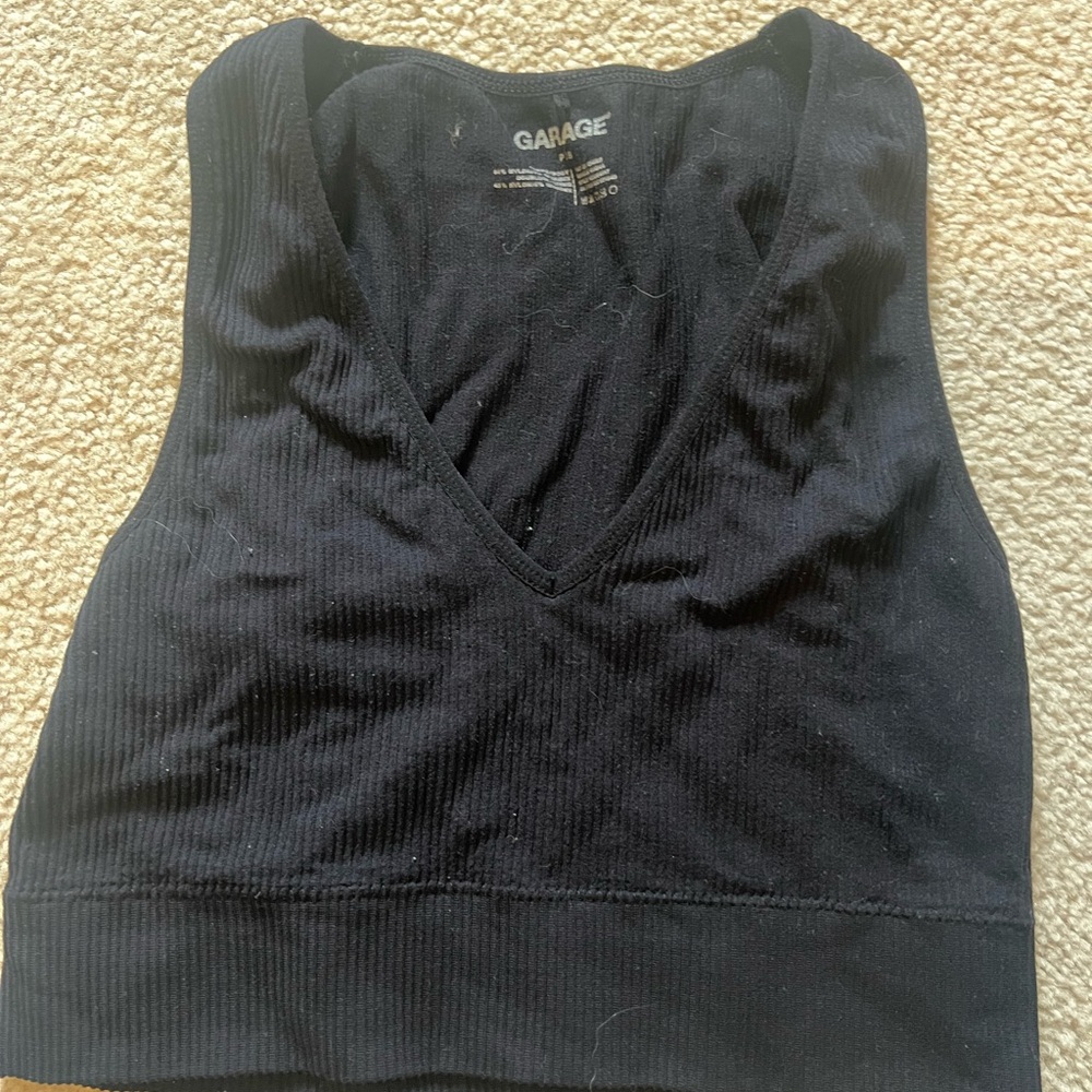 Garage Black Ribbed Tank Top
